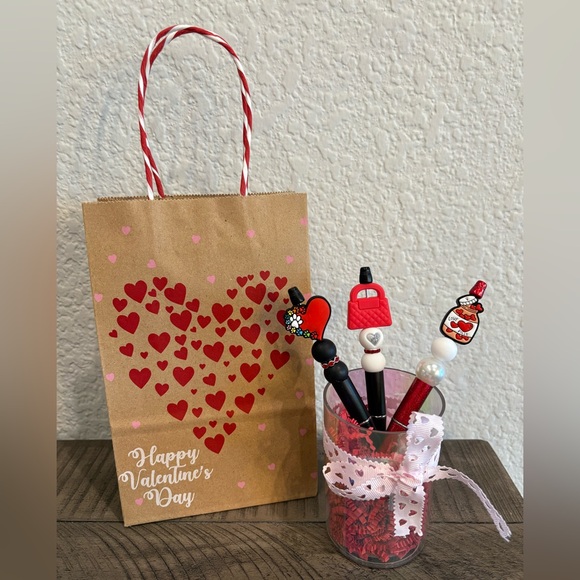 💕 Handcrafted 3 Beadable Pens with pen holder New - Picture 1 of 3